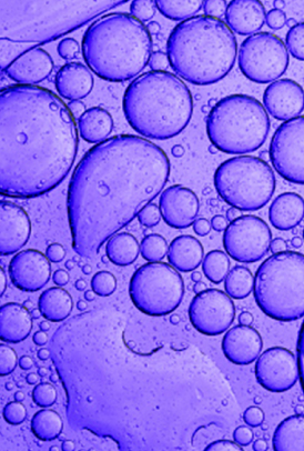 Close-up of purple liquid with bubbles of varying sizes, creating an abstract and textured pattern.